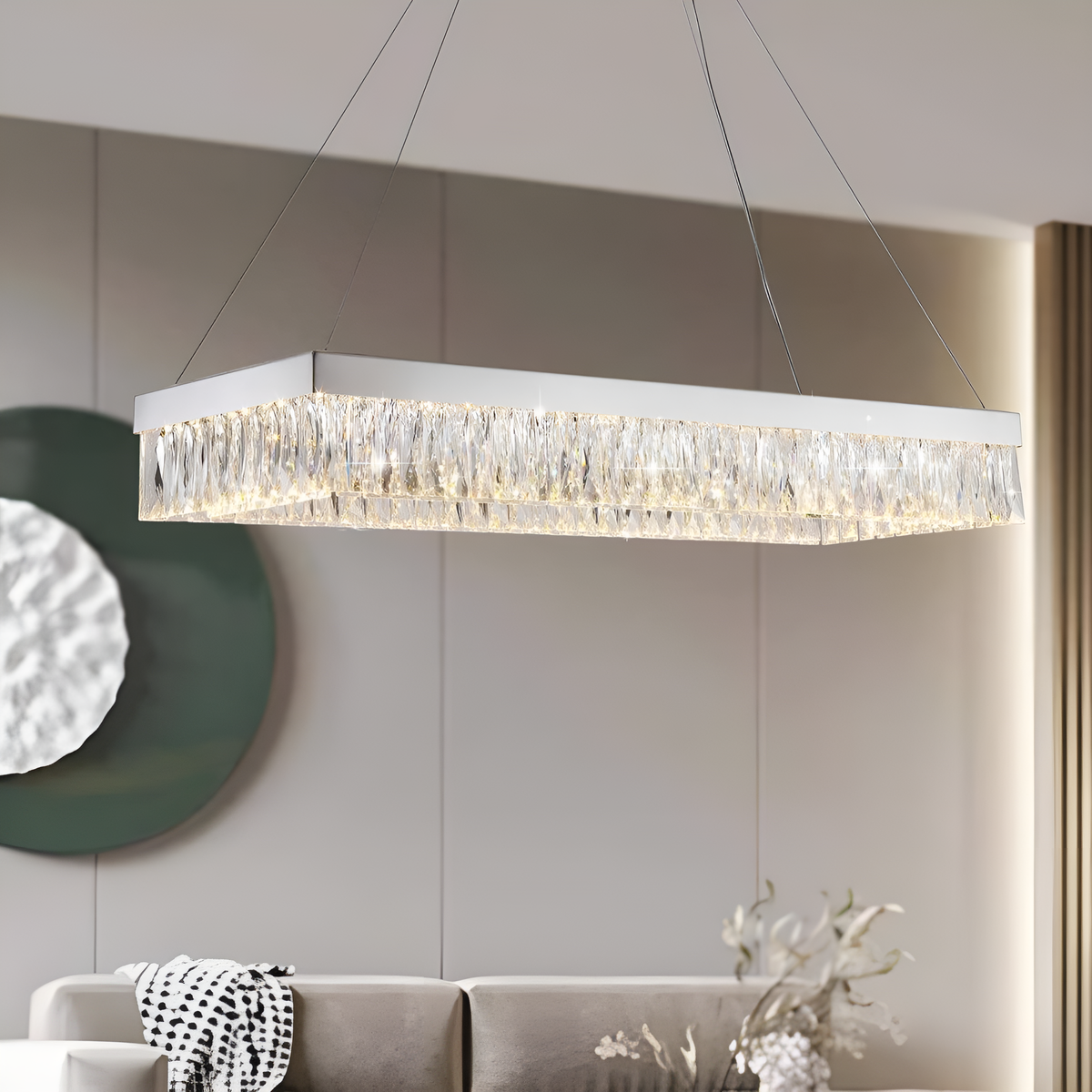 Люстра срібна кришталева L-120 cm Led 105W Chrome Crystal 250717-100005574