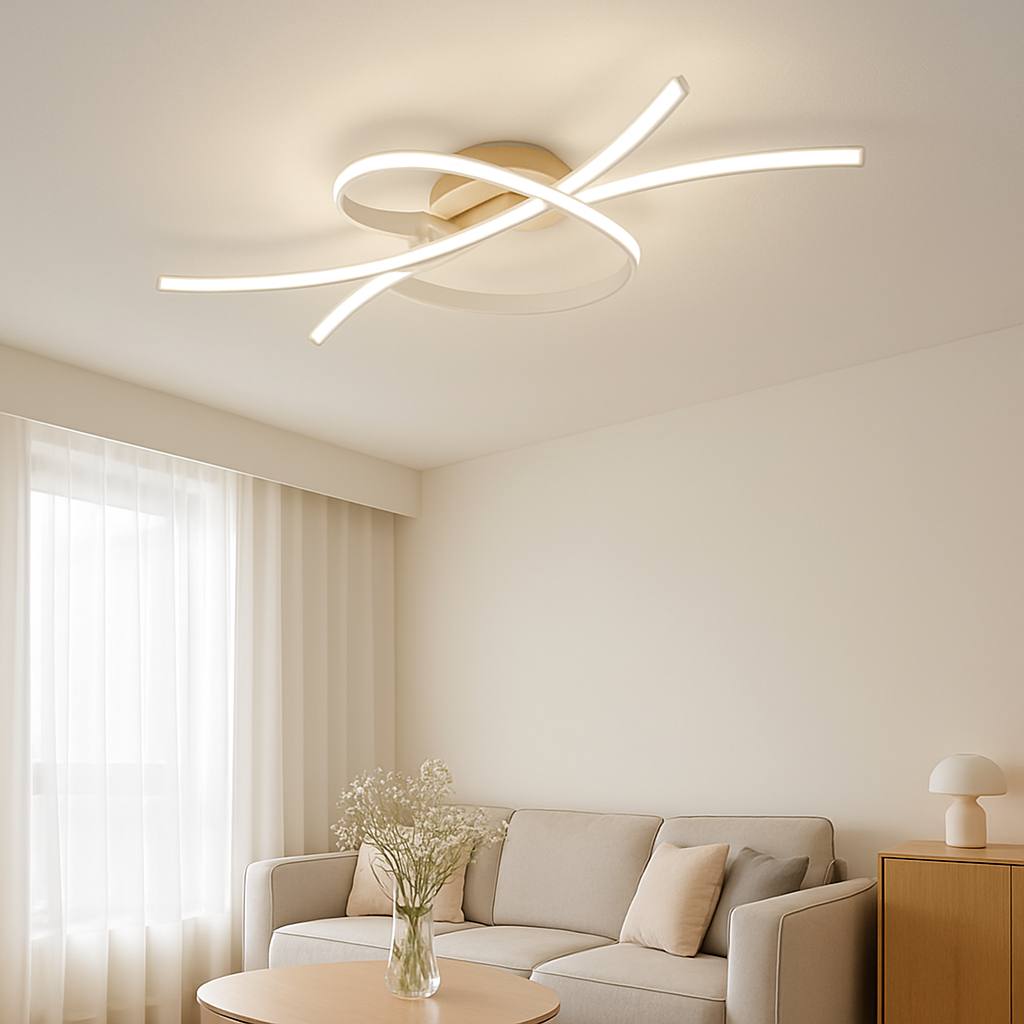 Люстра стельова біла хвиляста з пультом L-86 cm Led White Wave Ceiling 250819-100005720