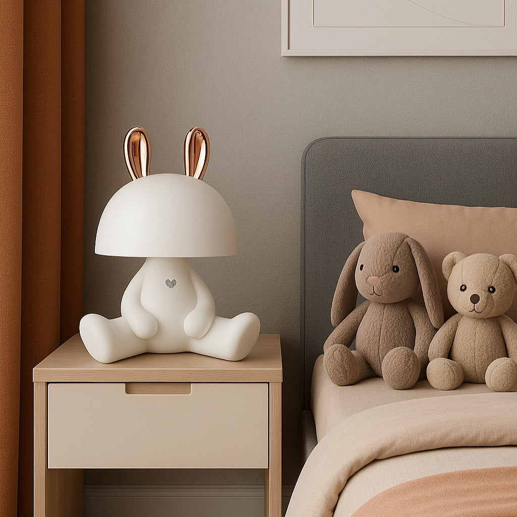Настільна лампа біла з золотом зайчик H-27 cm Led White+Gold Rabbit 250840-100005817