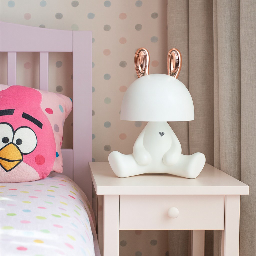 Настільна лампа біла з золотом зайчик H-27 cm Led White+Gold Rabbit 250840-100005817