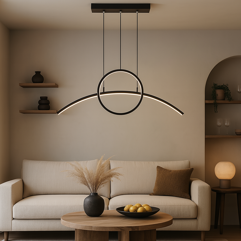 Люстра видовжена чорна світлодіодна геометрична Дуга L-105 cm/L-120 cm Led Black Arch 250718-100005684