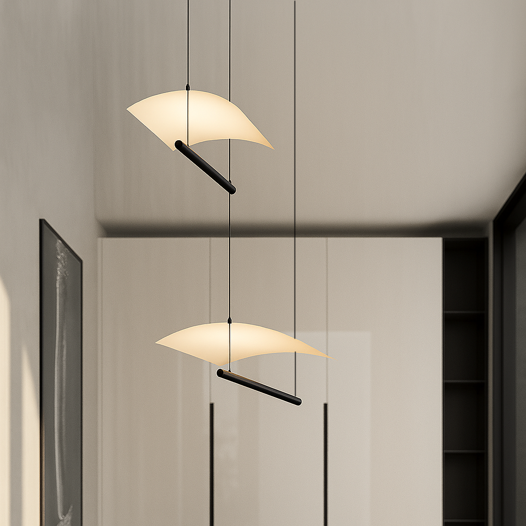 Світильник підвісний з одинарним корпусом Парус L-30 cm Led Black+White Canvas 250718-100005503