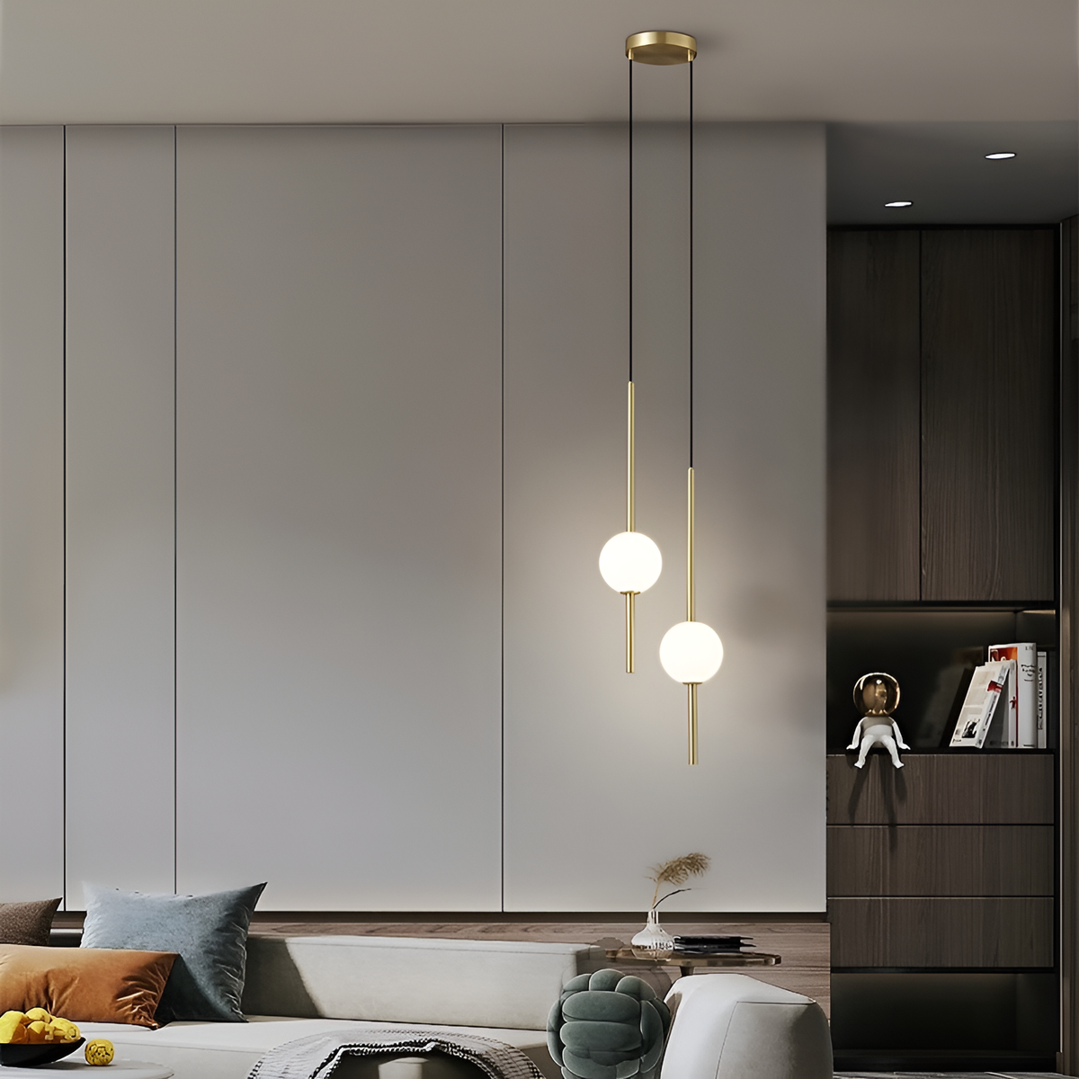 Підвіси подвійні золоті з кулею D-12 cm 20W Led 4000K Gold Vertical tubes 2 260258-100007342