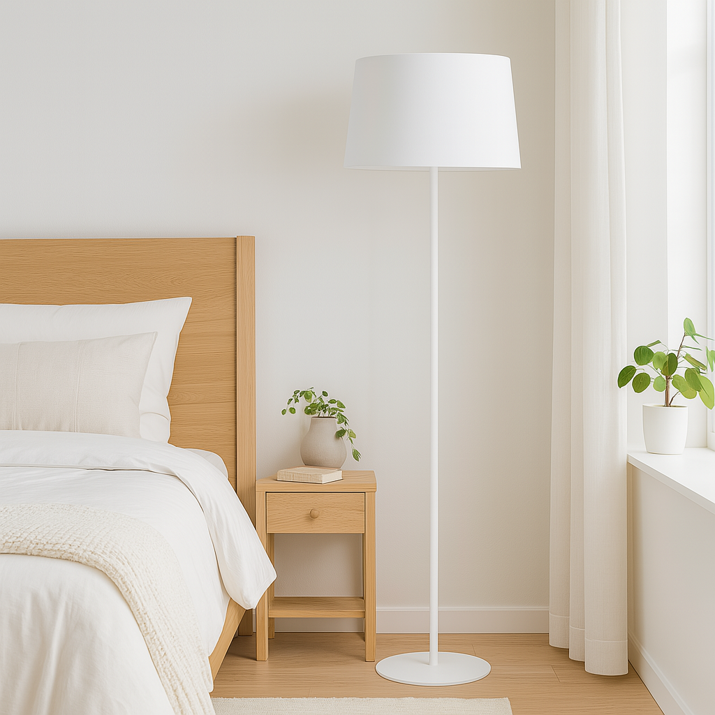 Торшер білий металевий з білим абажуром Вайт H-148 cm E27 White 250740-100005498