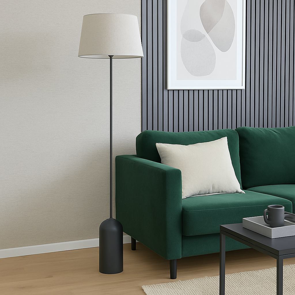 Торшер чорний з сірим абажуром H-150 cm E27 Black+Grey 250739-100005462