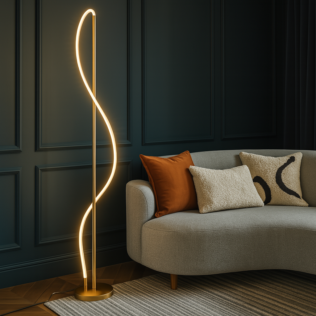 Торшер золотий з білою трубкою H-160 cm Led 30W 4000K Gold+White Rope 250731-100005450