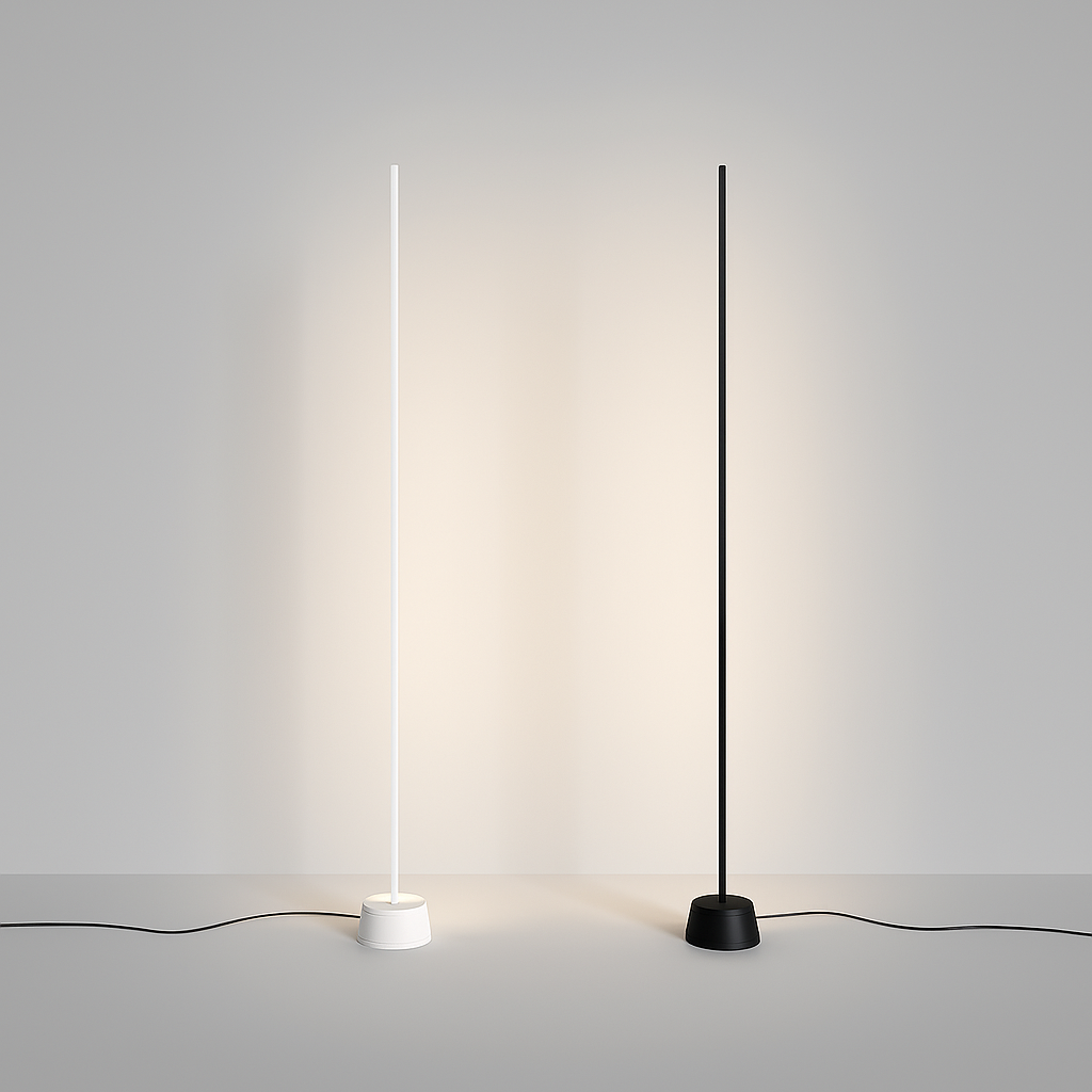 Торшери металеві лінійні чорні H-131 cm Led 12W 3000K / 4000K Black Pipeline 251225-100006940