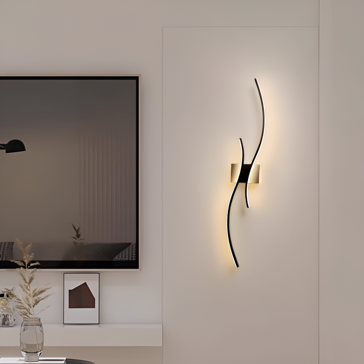 Настінний світильник Double waves L-60 cm / L-80cm / L-100 cm Led 12W 4000K Black 241080-100003925