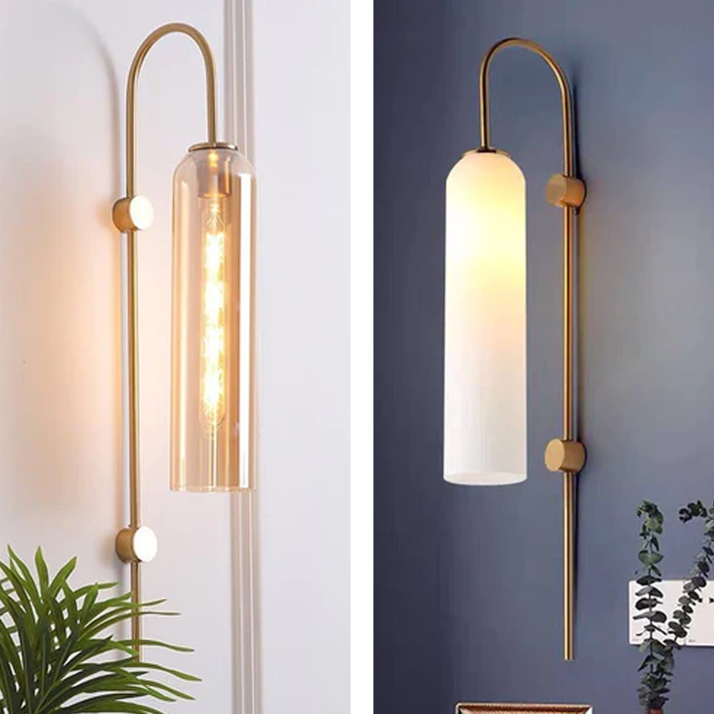 Бра бурштинове / біле H-78 cm D-10 cm E27 Amber / White Tube 220122-100000641
