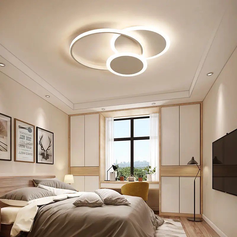 Стельовий світлодіодний світильник з пультом Trio-rings model D-550 Led 80W White 230260-100001418