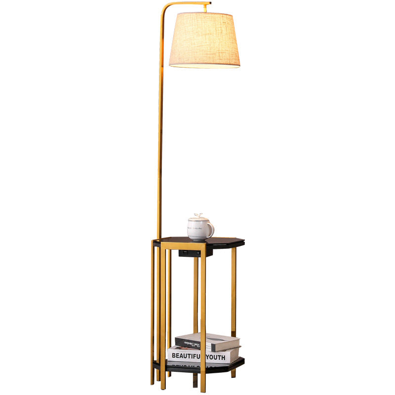 Торшер зі столиком H-162 cm D-30 cm E27 Brass+White Floor Lamp 220722-100000916