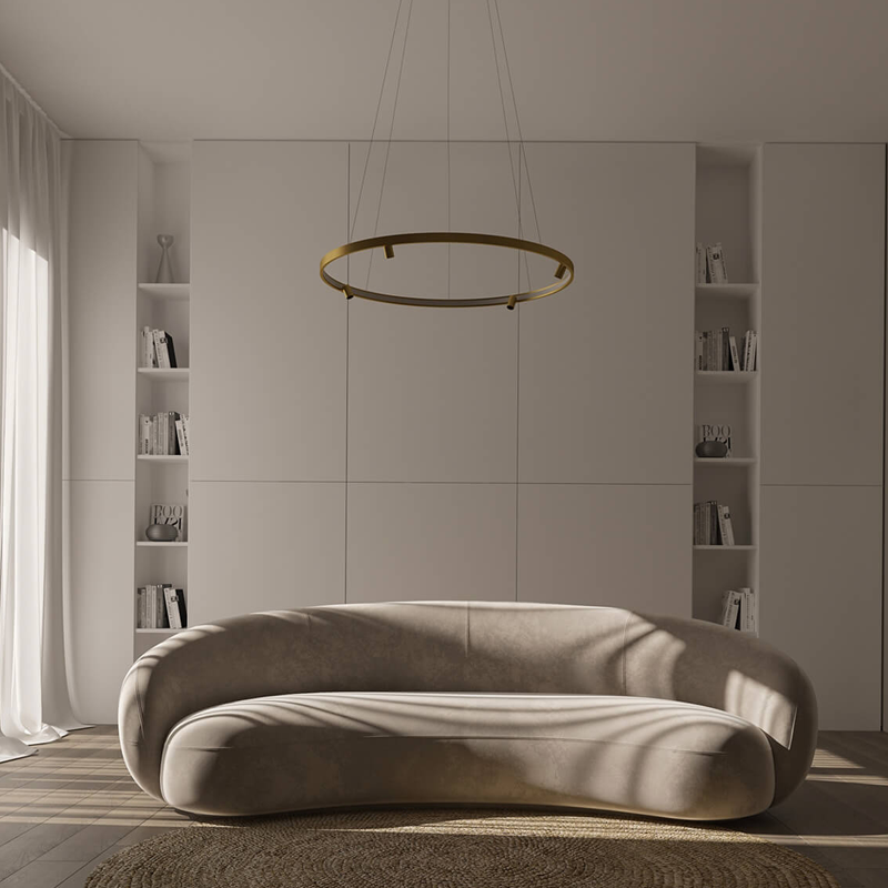 Люстра D-74 cm Led 74W 4000K Gold / Black Superloop Lamp 210826-100000301