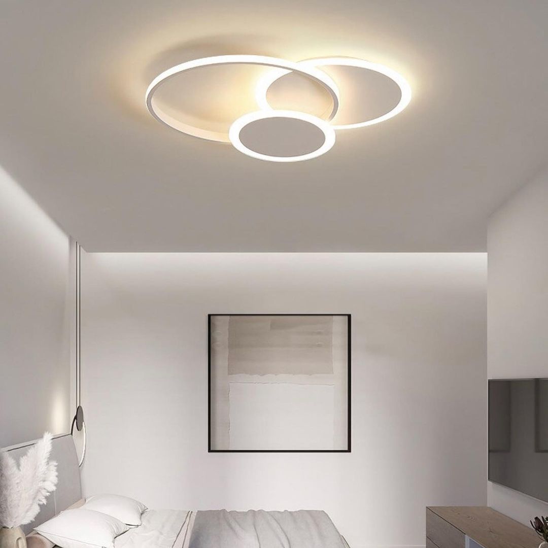 Стельовий світлодіодний світильник з пультом Trio-rings model D-550 Led 80W White 230260-100001418