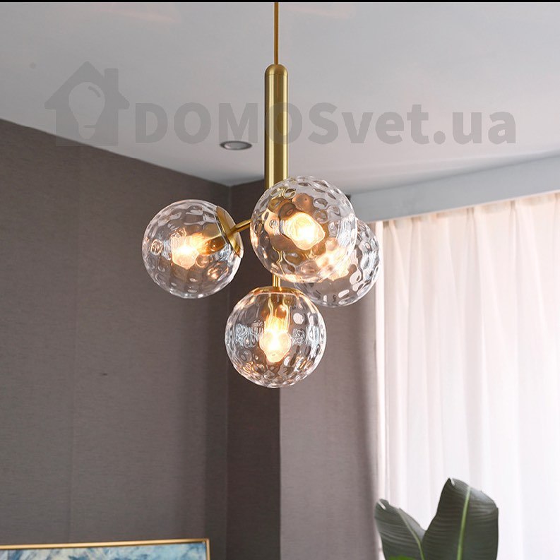 Люстра LORA Four Berries D-38 см H-36 см 4*E27 Gold + Transparent 210718-100000071