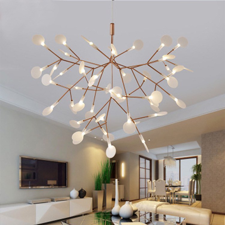 Підвіс золотий з білими пелюстками Квітковий D-75 cm Led Cooper & White Exclusive 220601-100000854