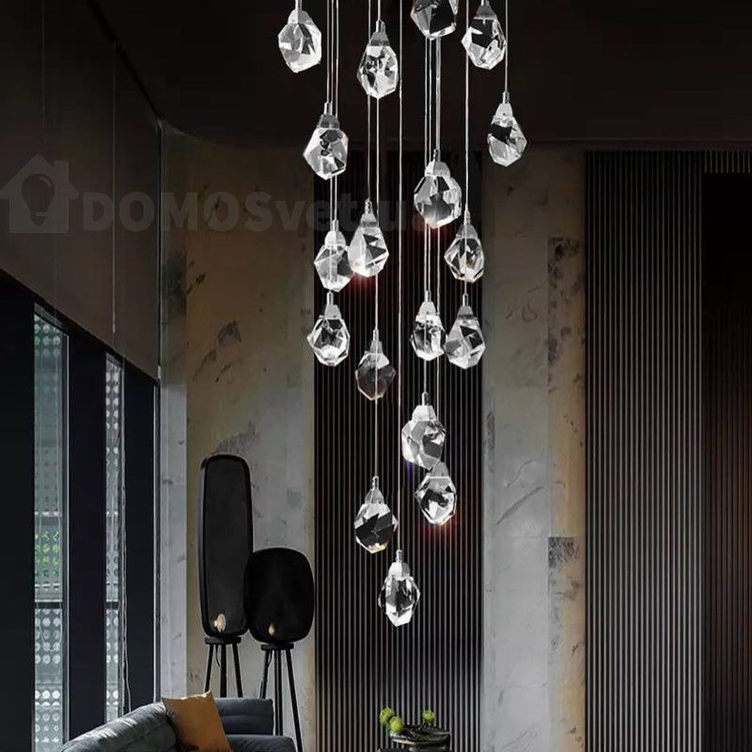 Люстра хромована на 18 підвісів D-60 cm Led 90W Chrome Crystal 220722-100000911