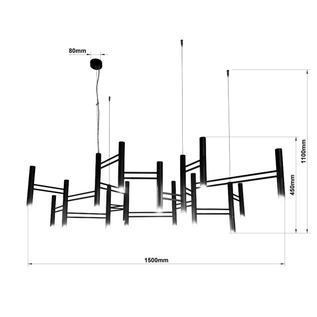Люстра Зодіак Tube chandelier 7*G9 / 17*G9 Black 230863-100002406
