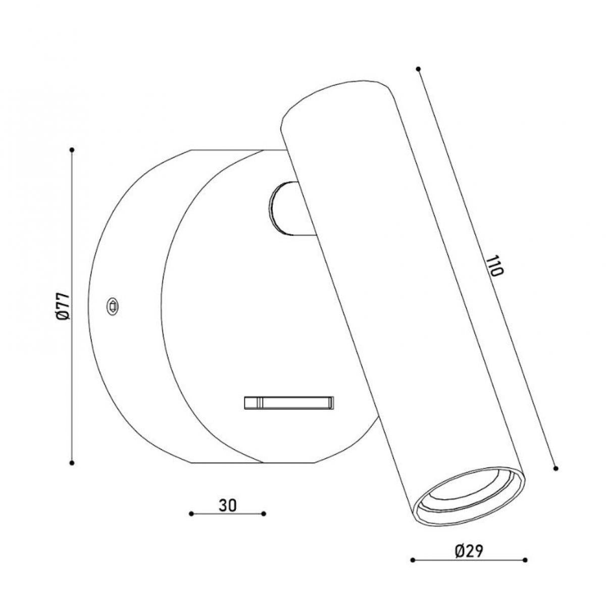 Настінний світильник білий з вимикачем D-7.7 cm Led 3W 3000K White Circle 260528-100007990