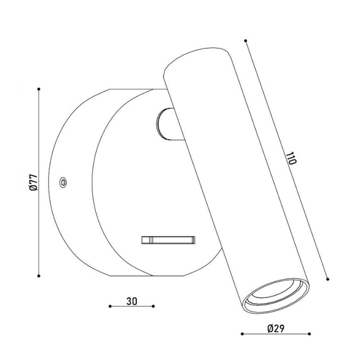 Настінний світильник чорний з вимикачем D-7.7 cm Led 3W 3000K Black Circle 260528-100007989