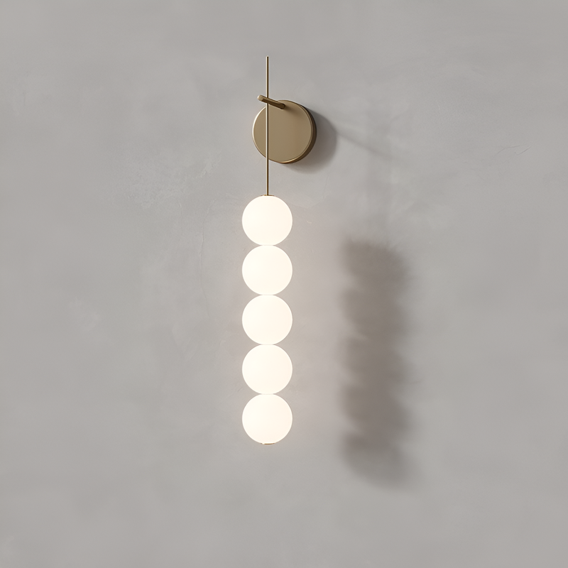 Настінний золотий світильник з білими матовими плафонами L-42 cm / L-62 cm Led 4000K D-10 cm 15W / 25W Pearls 240958-100003783