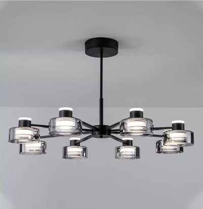 Люстра чорна з сірими скляними плафонами D-93 cm Led 48W H-55 Black & Grey Character 241022-100003832