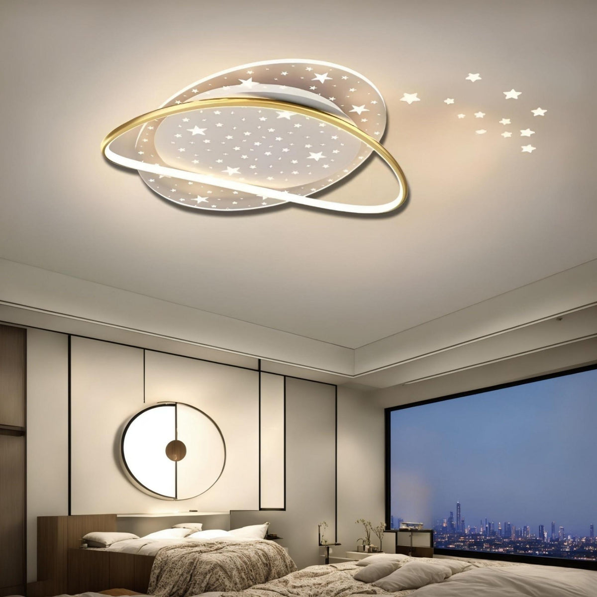 Стельовий світильник із зірками Sun system Stars D-55 см 60W 3000K-4500K-6000K IP20 Gold + White 240776-100003490