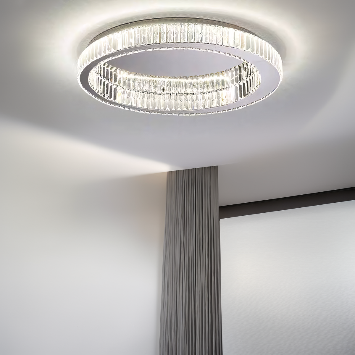 Люстра стельова H-12 cm  D-40 cm / D-60 cm / D-80 cm / D-100 cm Chrome / Gold Crystals Circle 240522-100003279