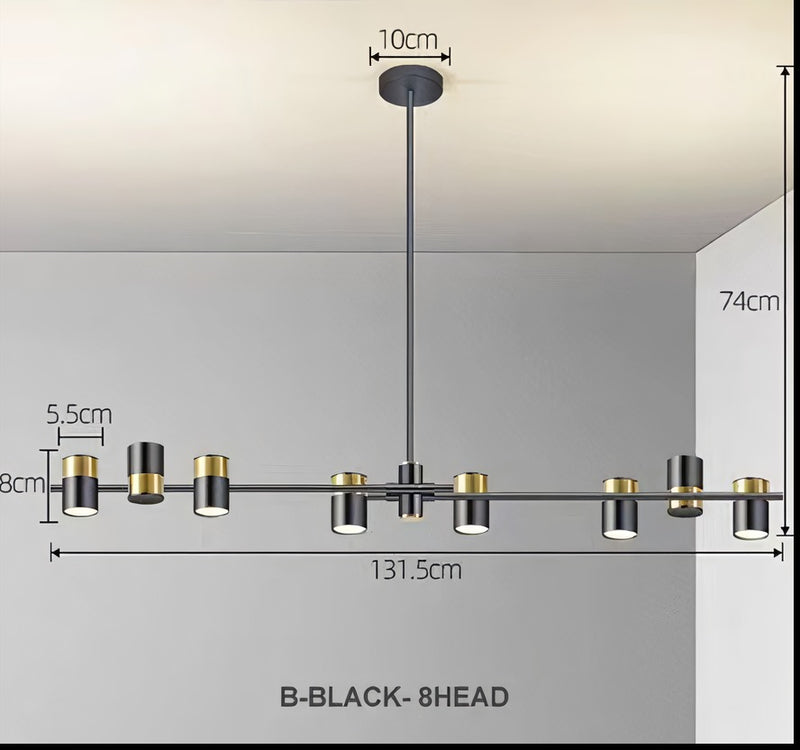 Люстра Spoon 8 L-96 см GU10*8 Black + Gold  240719-100003479