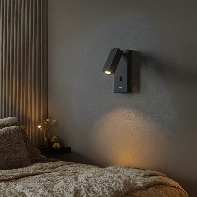 Світильник настінний зі спотом з вимикачем на корпусі W-60 cm H-15 cm Led 3W Reader Black 240626-100003380