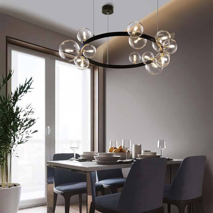 Люстра чорна з прозорими плафонами D-85 cm G9x15 Black & Transparent  Bubbles iona 240822-100003573
