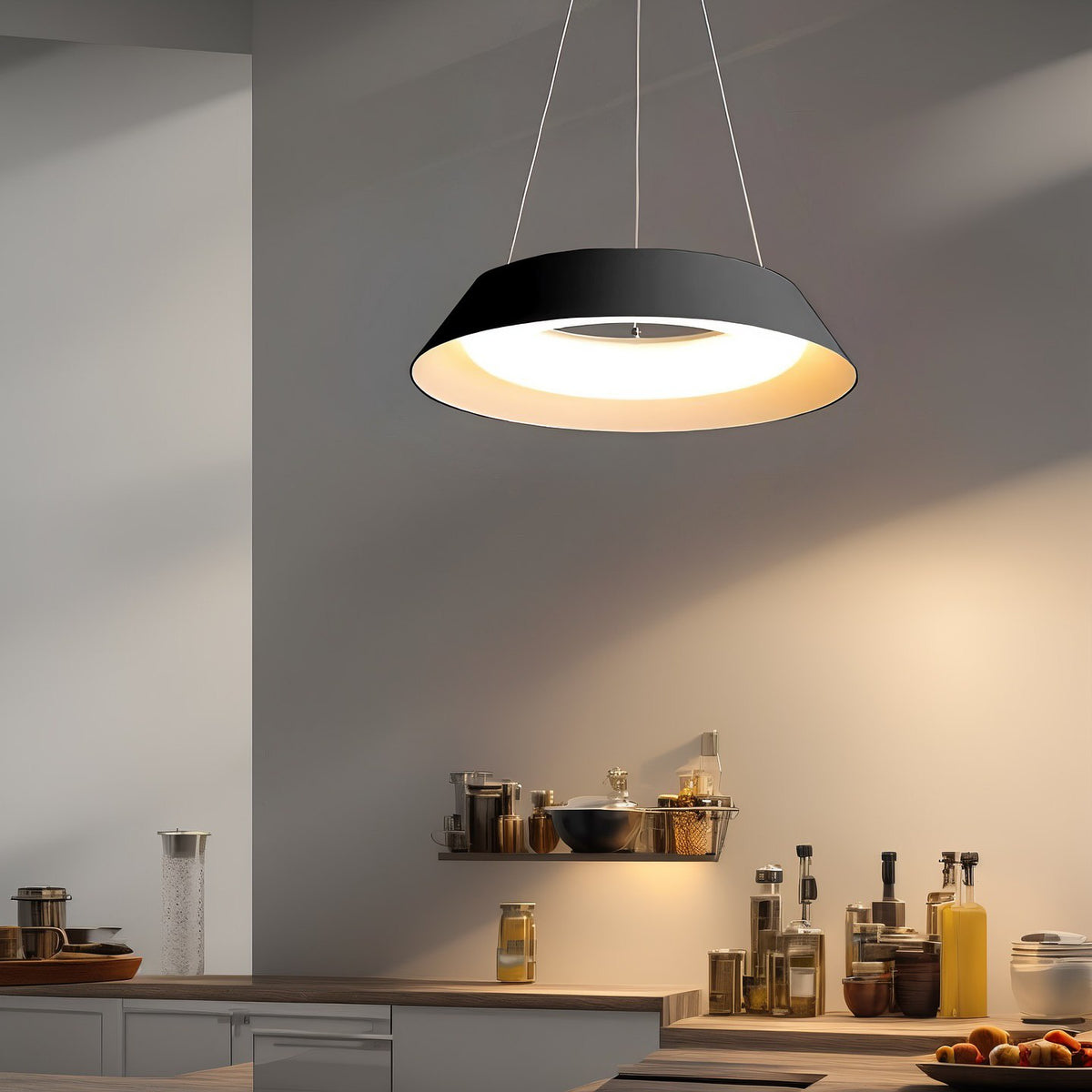 Підвісна люстра чорна з пультом Bagel pendant Led*38W D-500 Black 240819-100003547