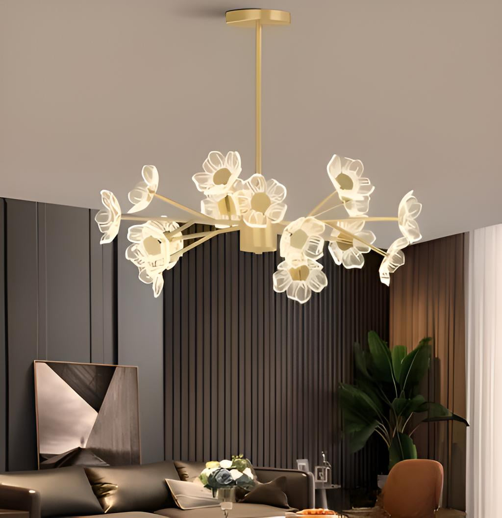 Люстра золота підвісна Квітка D-90 cm 3000K 4500K 6000K Gold Florists dream 240918-100003764