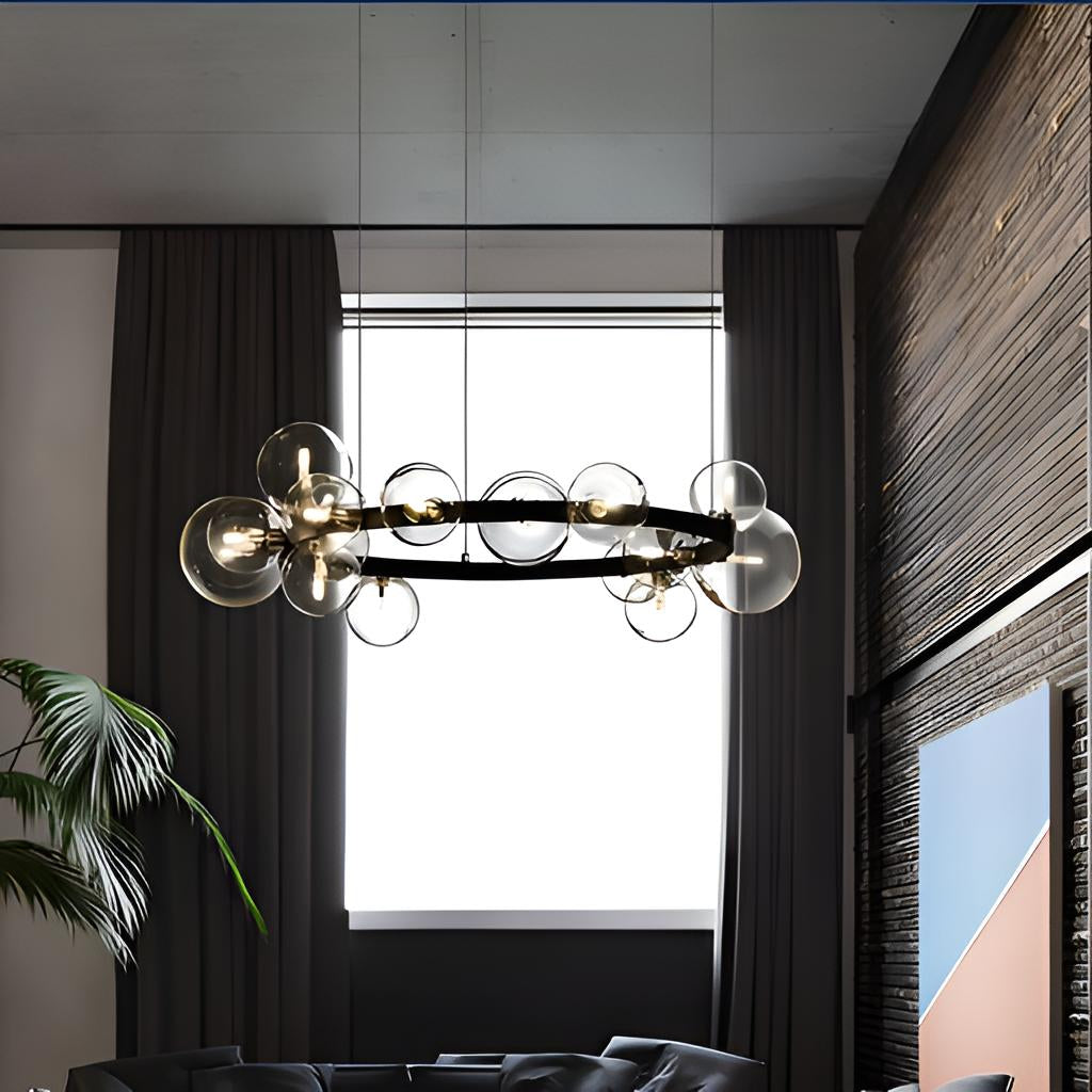 Люстра чорна з прозорими плафонами D-85 cm G9x15 Black & Transparent  Bubbles iona 240822-100003573