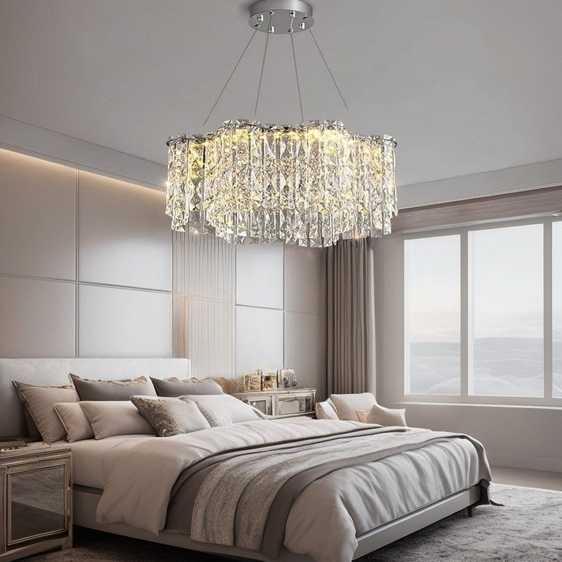 Люстра підвісна срібна з кришталевим плафоном D-45 cm / D-55 cm / D-80 cm Silver Michelle 240922-100003674