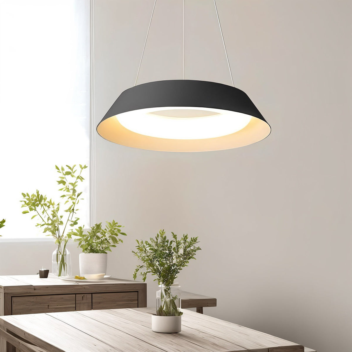 Підвісна люстра чорна з пультом Bagel pendant Led*38W D-500 Black 240819-100003547