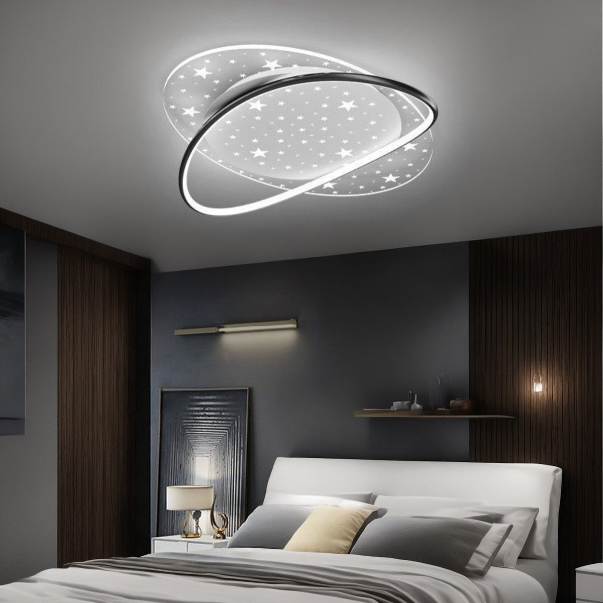 Стельовий світильник із зірками Sun system Stars D-53 см 60W 3000K-6000K IP20 Black + White 240876-100003555