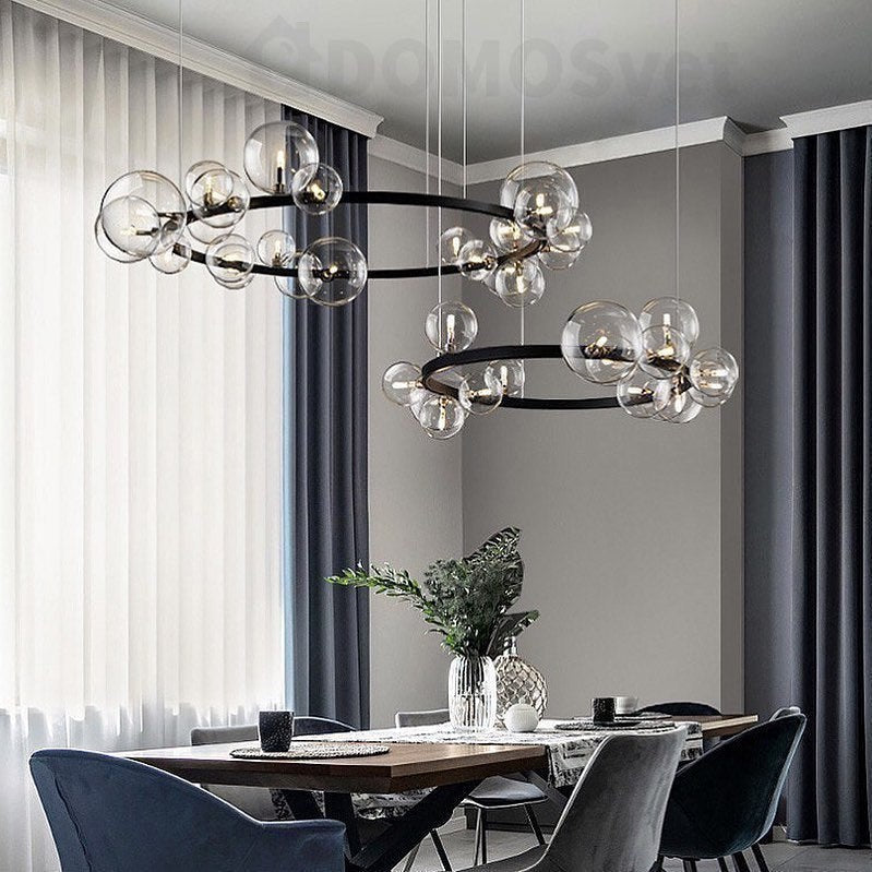 Люстра чорна з прозорими плафонами D-85 cm G9x15 Black & Transparent  Bubbles iona 240822-100003573