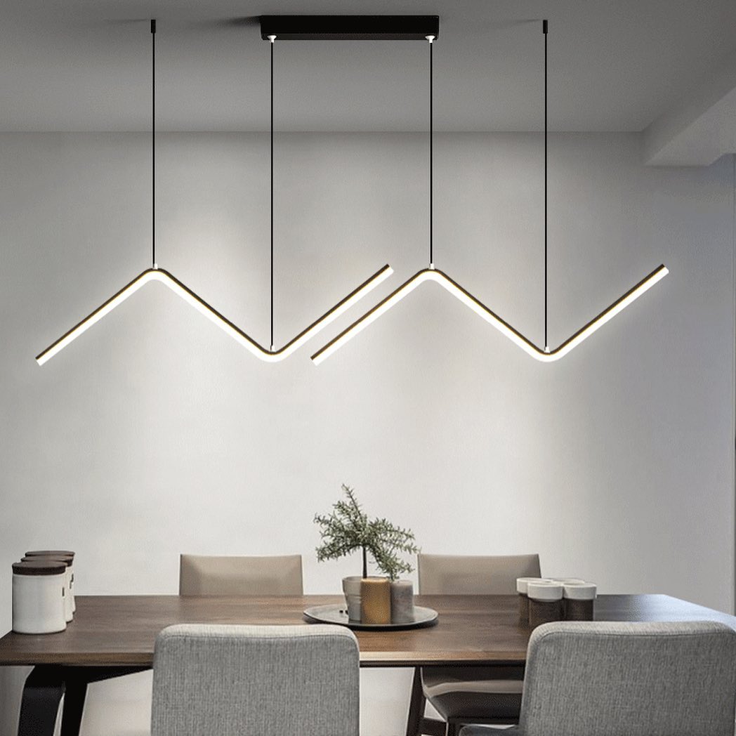 Люстра чорна підвісна L-90 cm  Led 18W Black Zigzag lamp 240822-100003566
