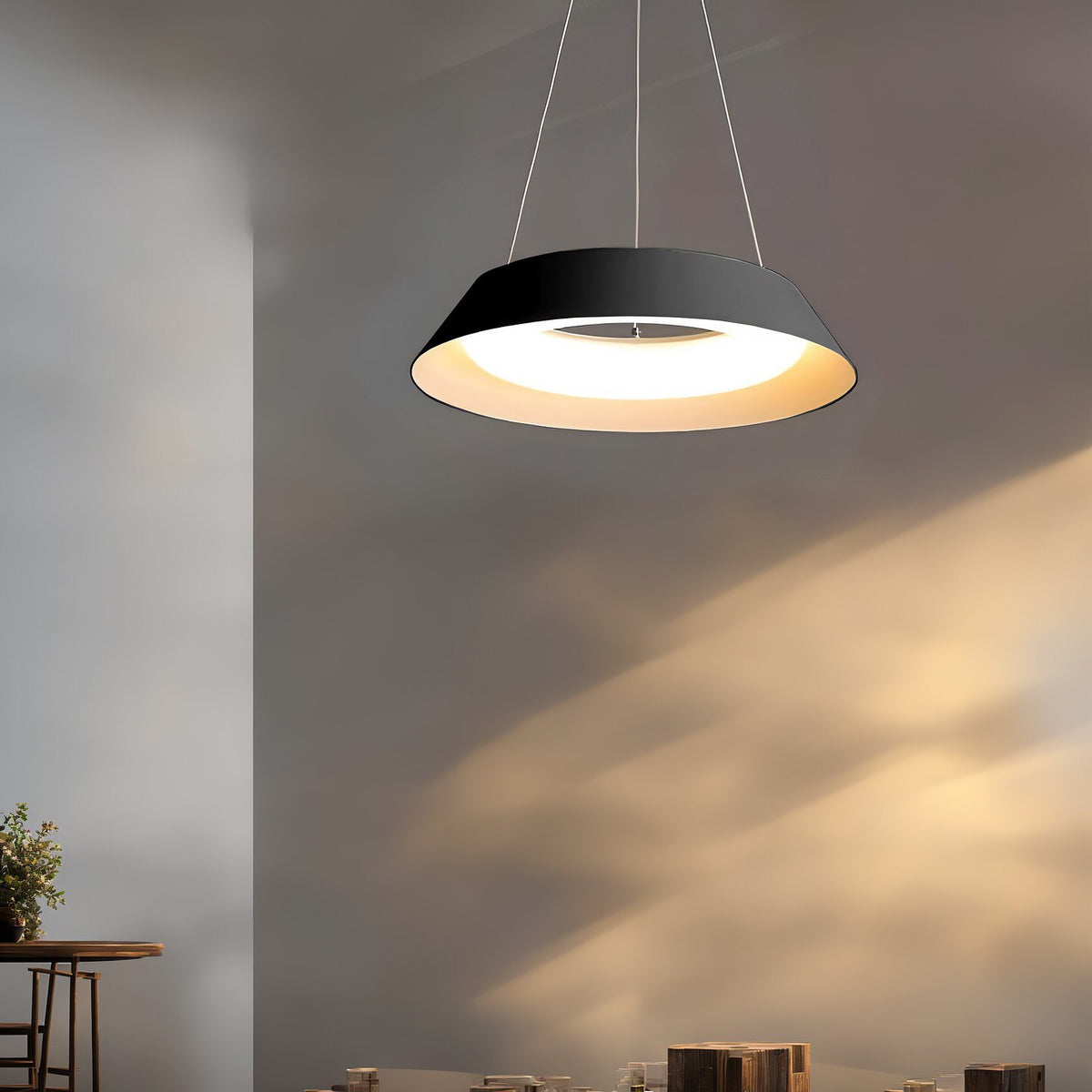 Підвісна люстра чорна з пультом Bagel pendant Led*38W D-500 Black 240819-100003547