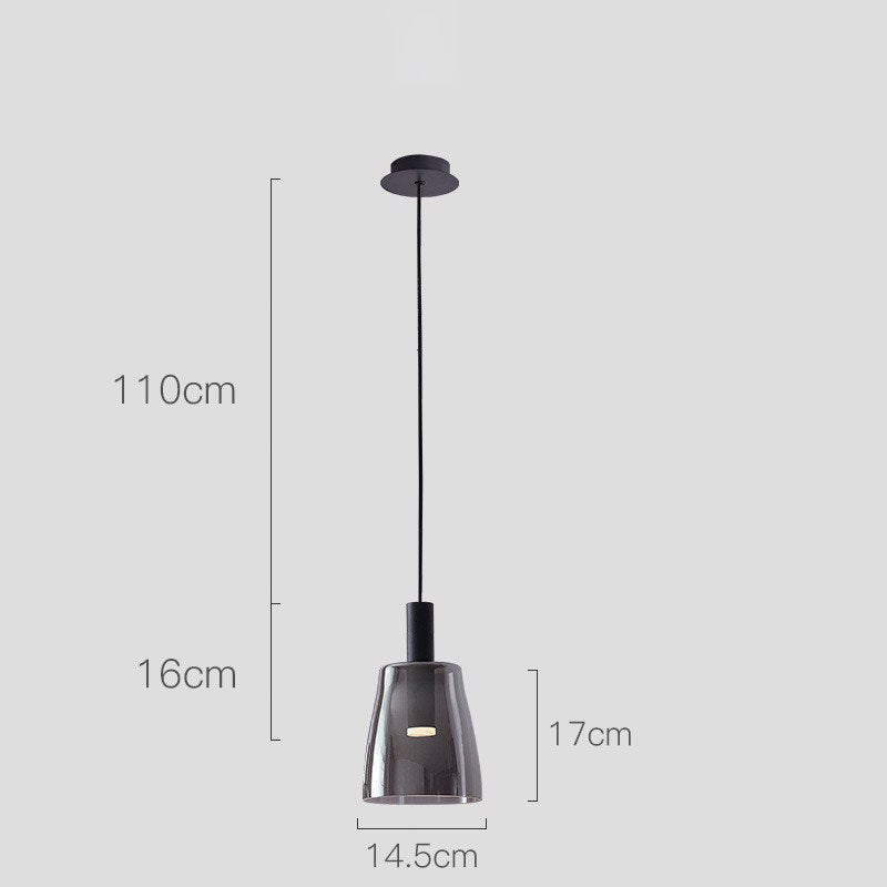 Світильник підвісний чорний з димчастим плафоном D-14,5 cm Black+Grey Dome 240922-100003639