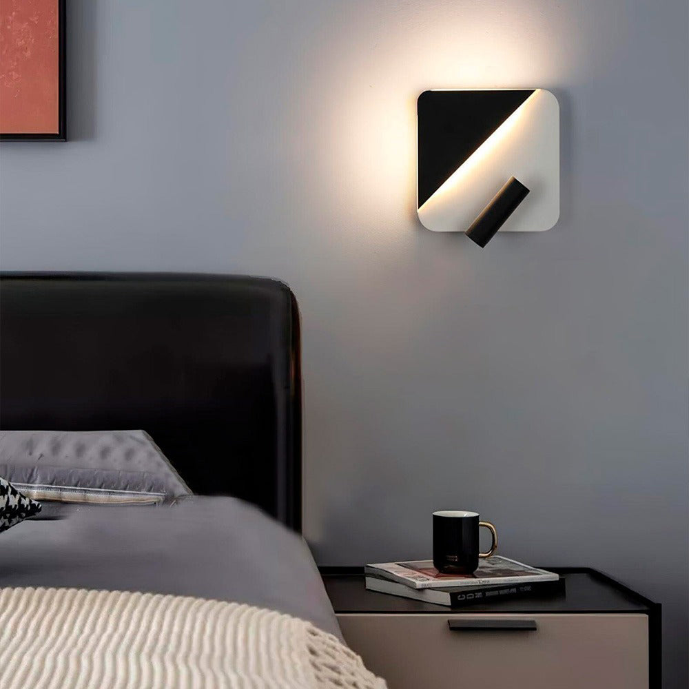 Світильник настінний зі спотом з вимикачем на корпусі Domino square L-20 cm Led 10W 4000К Black & White 240818-100003621