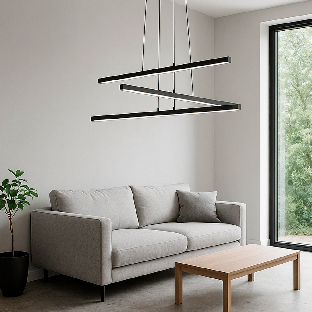 Люстра чорна підвісна L-80 cm Led 55W Black Geometry 250548-100004907
