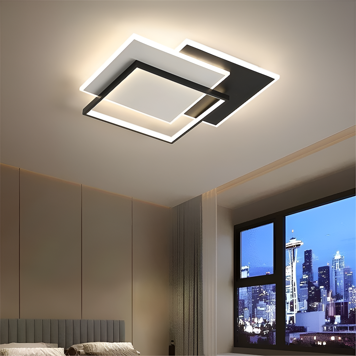 Стельовий світлодіодний світильник з пультом Geometry Black + White 74W LED 250431-100004616