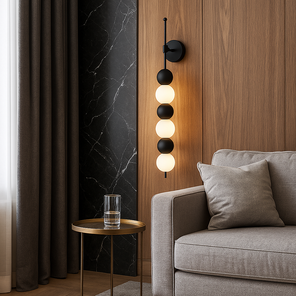 Настінний світильник чорний H-75 cm Led 28W 4000K Black+White Bead Pearl 251118-100006513