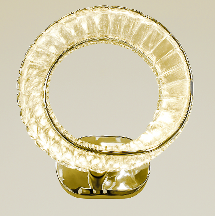 Настінний світильник золотий з кришталевим плафоном Кристал D-34 cm H-35,5 cm Led Gold+Transparent Crystal diamond 250735-100005481