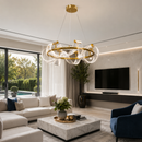 Люстра підвісна золота з акриловим фігурним плафоном D-60 cm / D-80 cm Led 18W / 30W Gold Curly Aurora 260735-100008416