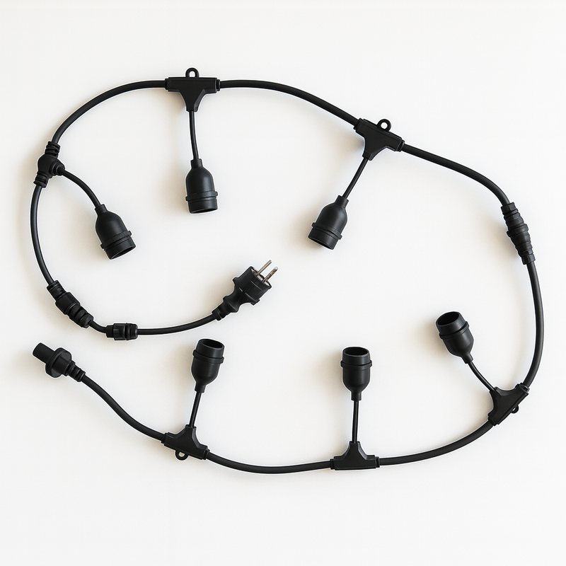 Гірлянда вулична чорна під лампи на підвісці 10м E27х10 Black Garland Retro hang 251062-100006412