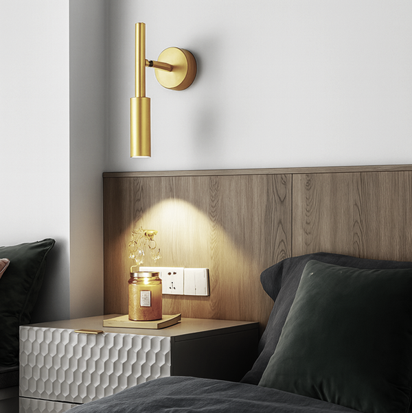 Настінний золотий світильник H-30 cm GU10 MR11 Gold Slim tube lamp 250818-100005783