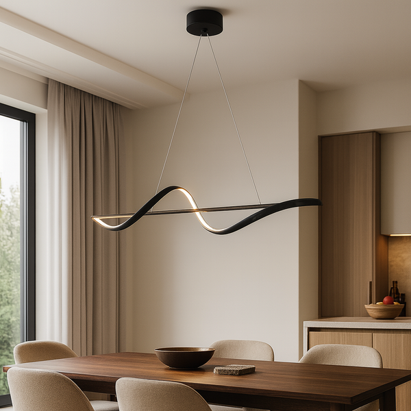 Люстра чорна видовжена L- 120 cm W-28 cm Led 115W Black Line One Wave 251088-100006357