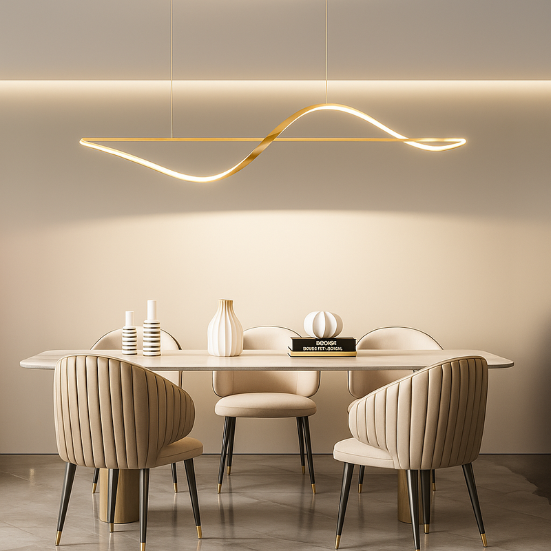 Люстра золота видовжена підвісна L-120 cm Led Gold Line Wave Hiea Led 251088-100006466